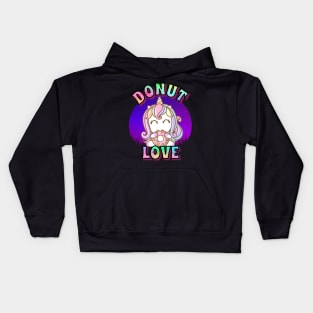 Unicorn Donut Love Kids Hoodie